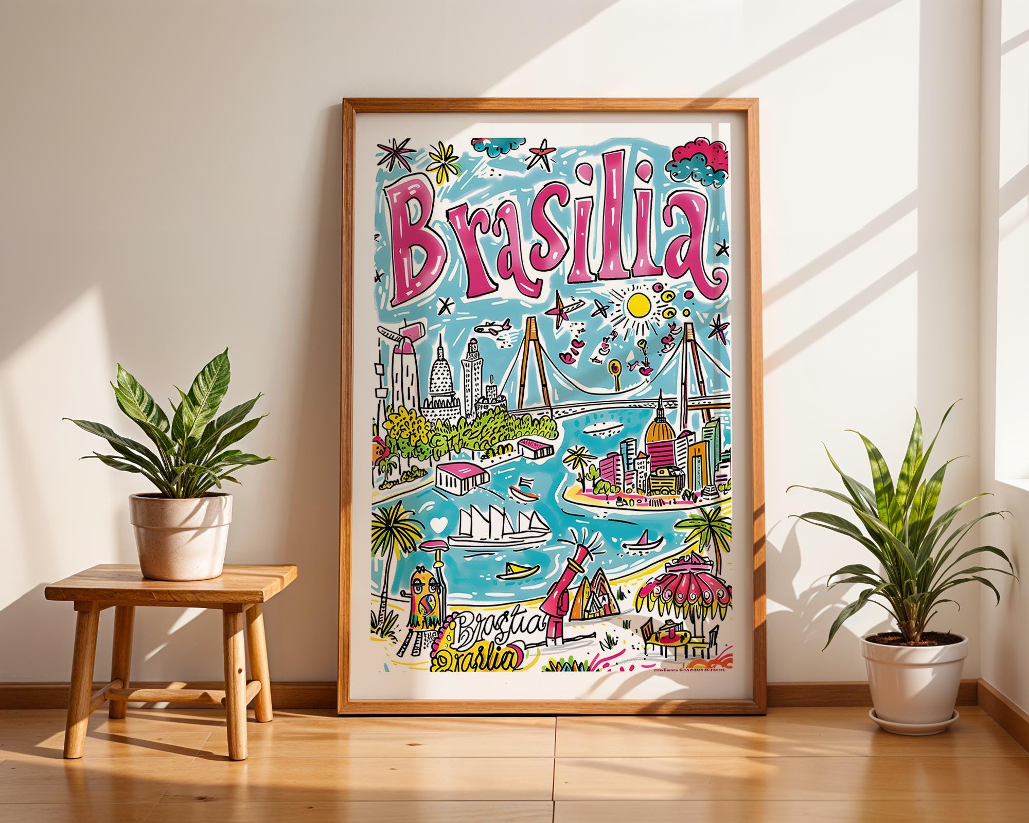 Brasilia Brazil Art Print | Tropical Cityscape Poster wall art print, modern home decor, unframed artwork by Nomad & Nest