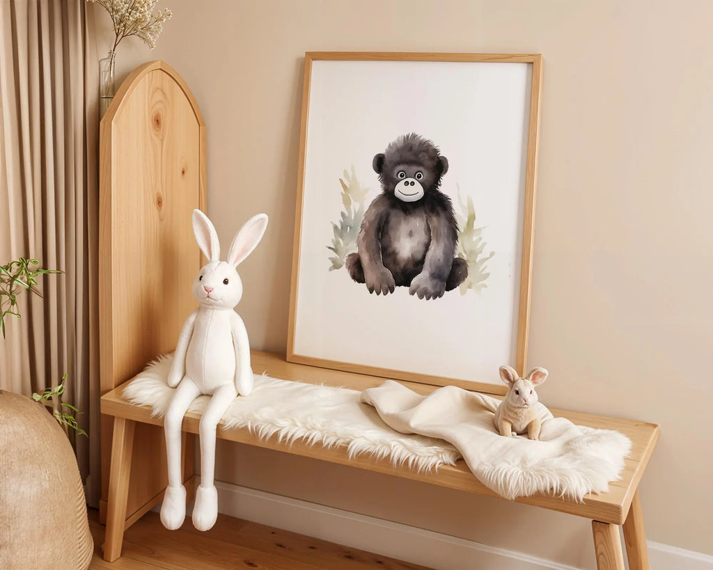 Playroom Ideas | Monkey Nursery Wall Art | Jungle Animal Baby Illustration wall art print, modern home decor, unframed artwork by Nomad & Nest