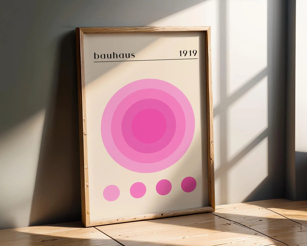 Bauhaus Poster Circle Art Print | Pink Geometric Shapes wall art print, modern home decor, unframed artwork by Nomad & Nest