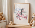 Playroom Ideas | Zebra Airplane Nursery Print | Adventure Animal Wall Art wall art print, modern home decor, unframed artwork by Nomad & Nest