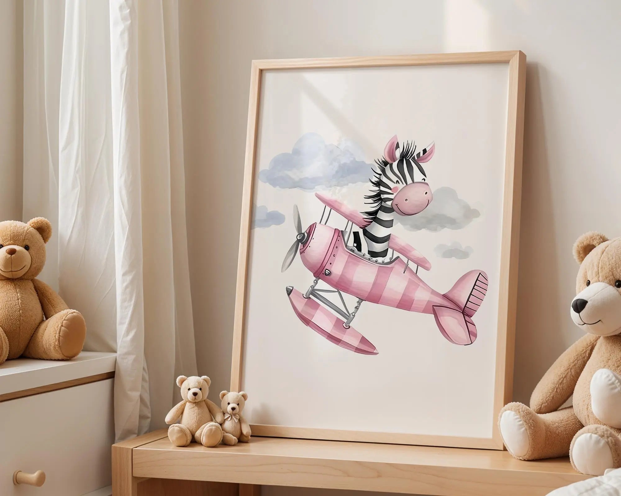 Playroom Ideas | Zebra Airplane Nursery Print | Adventure Animal Wall Art wall art print, modern home decor, unframed artwork by Nomad & Nest