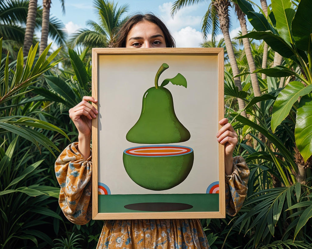 Pop Art Pear Print | Retro Green Fruit, Modern Kitchen Decor wall art print, modern home decor, unframed artwork by Nomad & Nest