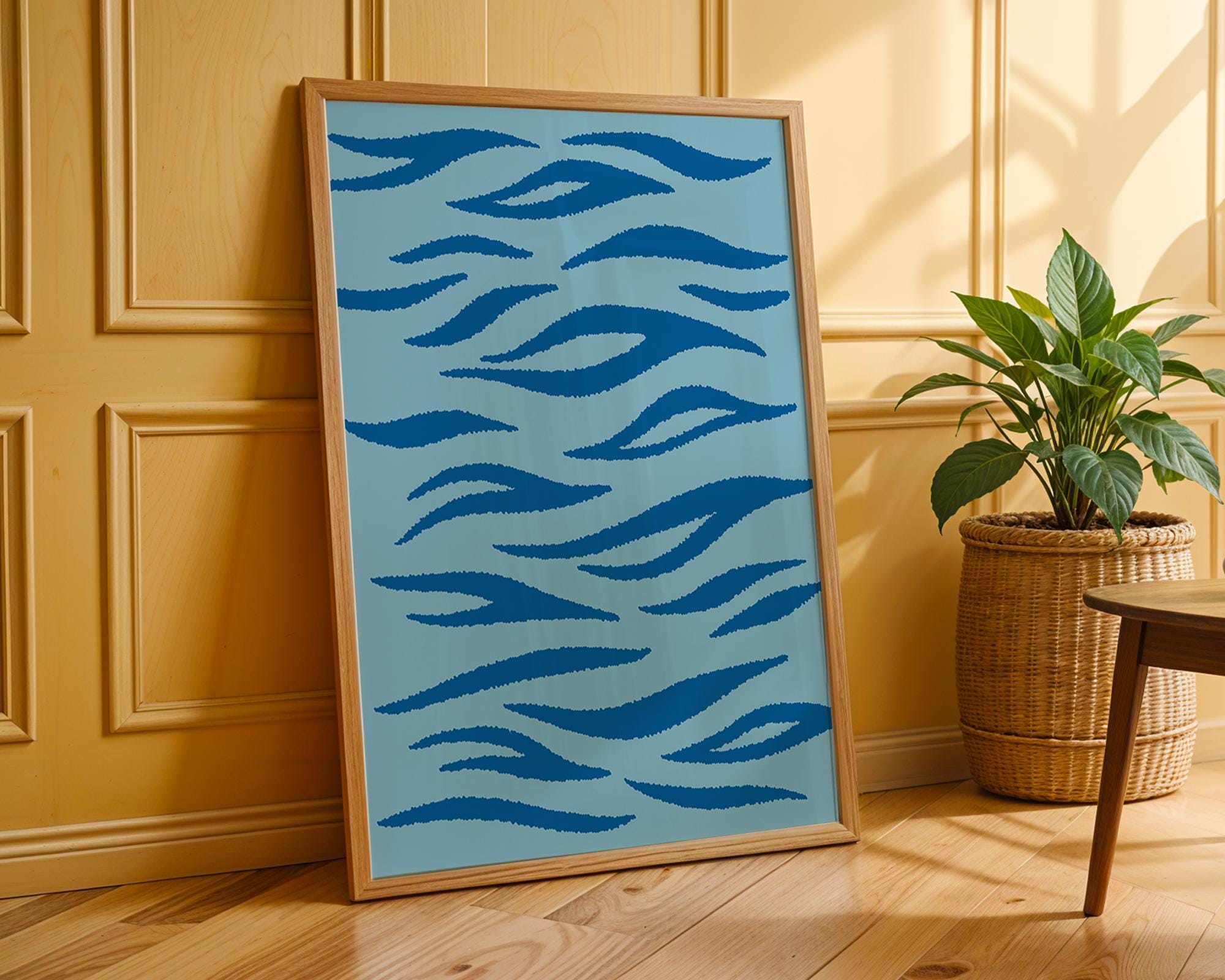 Blue Tiger Stripe Print | Abstract Animal Pattern Poster wall art print, modern home decor, unframed artwork by Nomad & Nest