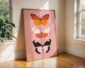 Butterflies Trio Art Print | Modern Insect Illustration, Pink Background wall art print, modern home decor, unframed artwork by Nomad & Nest
