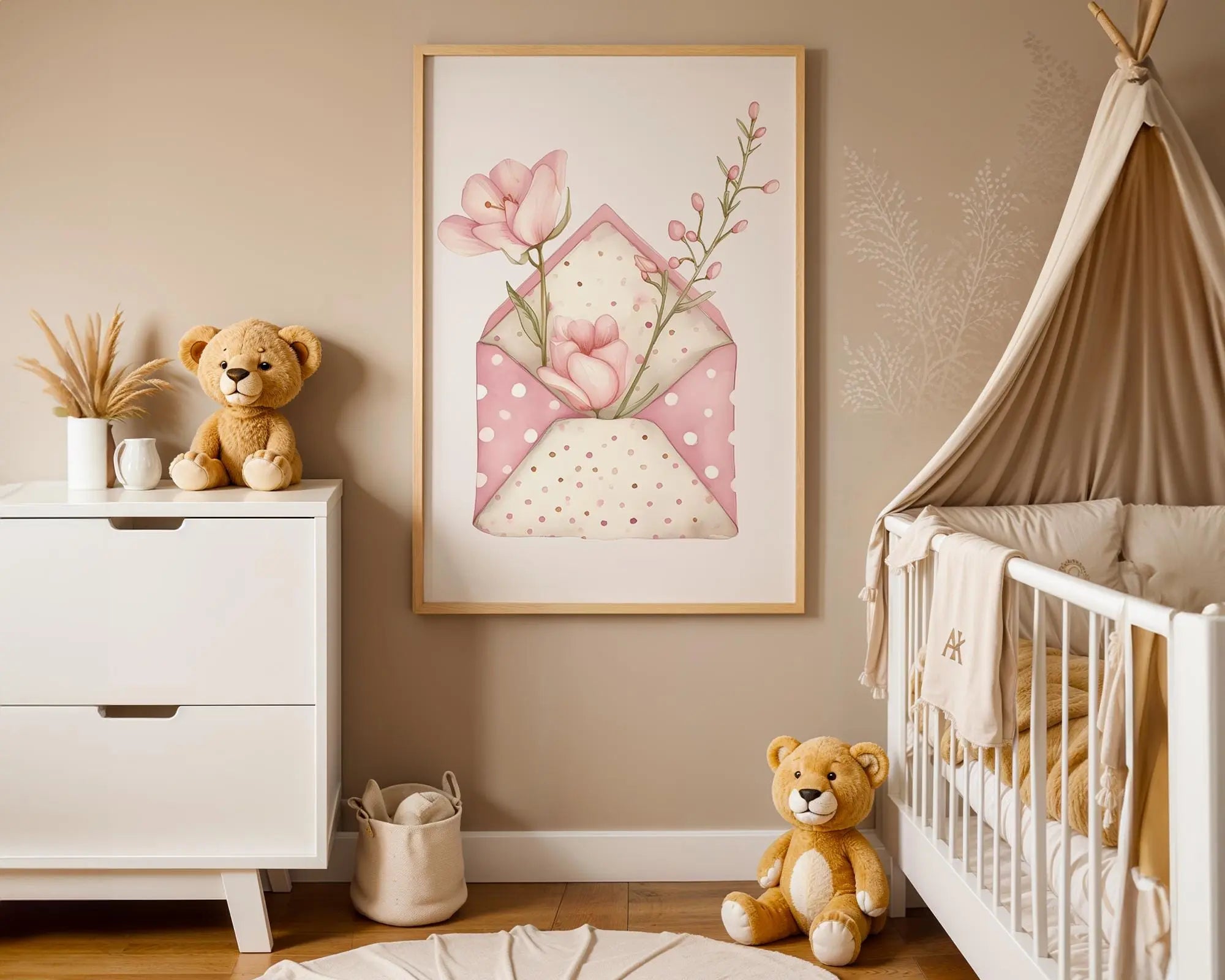 Playroom Ideas | Floral Envelope Nursery Art | Boho Baby Wall Decor wall art print, modern home decor, unframed artwork by Nomad & Nest