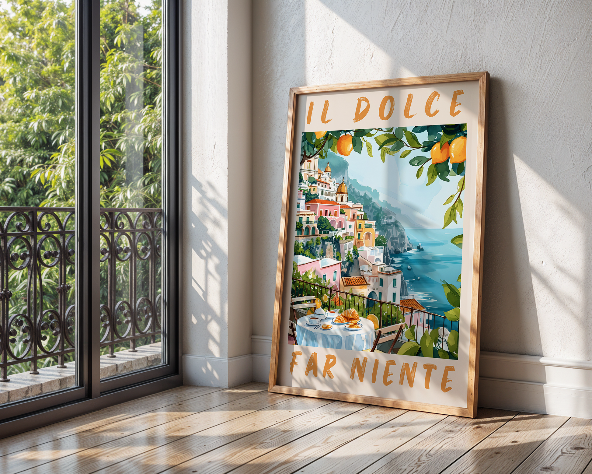 Colourful Prints | Italian Riviera Lemon Tree Print | Amalfi Coast Travel Poster wall art print, modern home decor, unframed artwork by Nomad & Nest