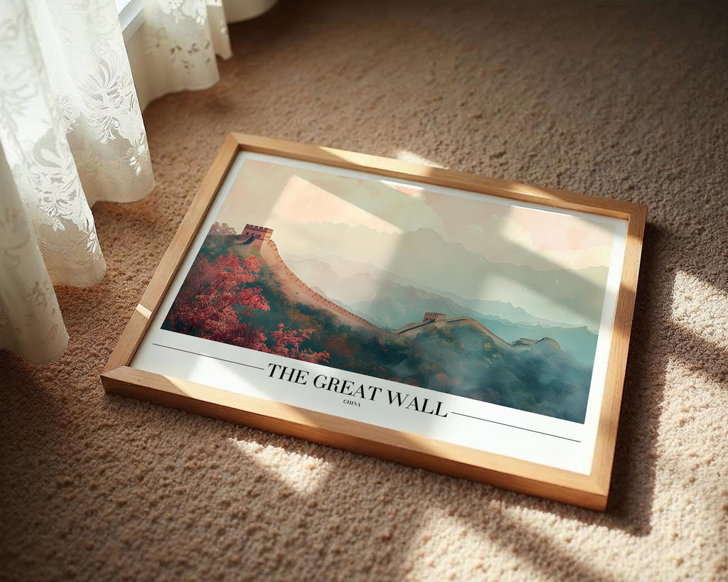 Great Wall of China Poster | Vintage Asian Travel Print wall art print, modern home decor, unframed artwork by Nomad & Nest