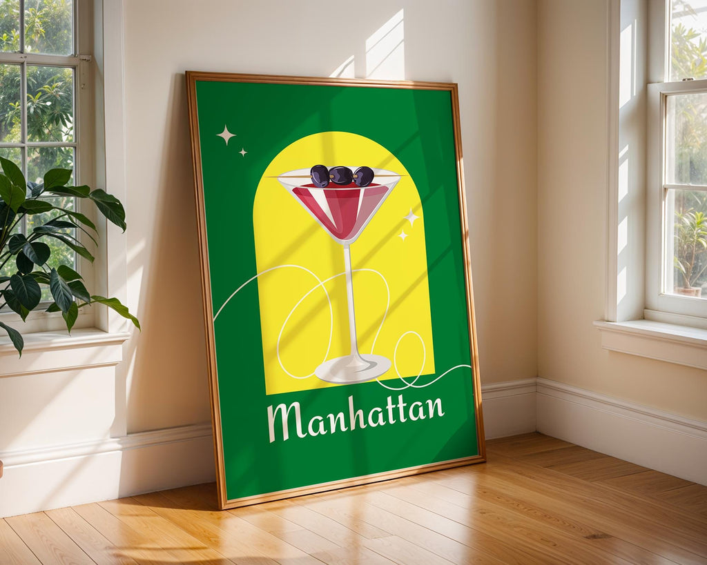 Manhattan Cocktail Art Print | Retro Home Bar Decor wall art print, modern home decor, unframed artwork by Nomad & Nest