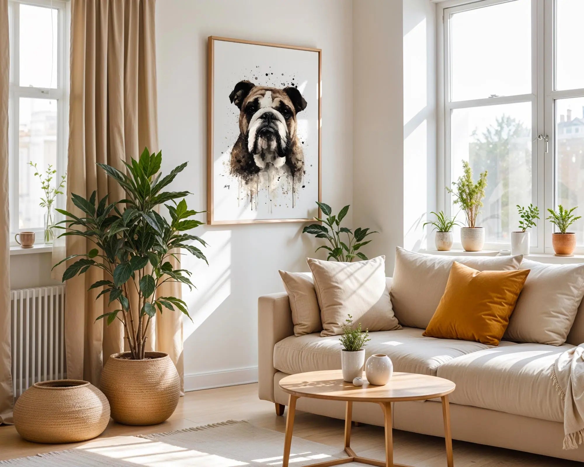 English Bulldog Watercolour Print | Dog Portrait Wall Art wall art print, modern home decor, unframed artwork by Nomad & Nest