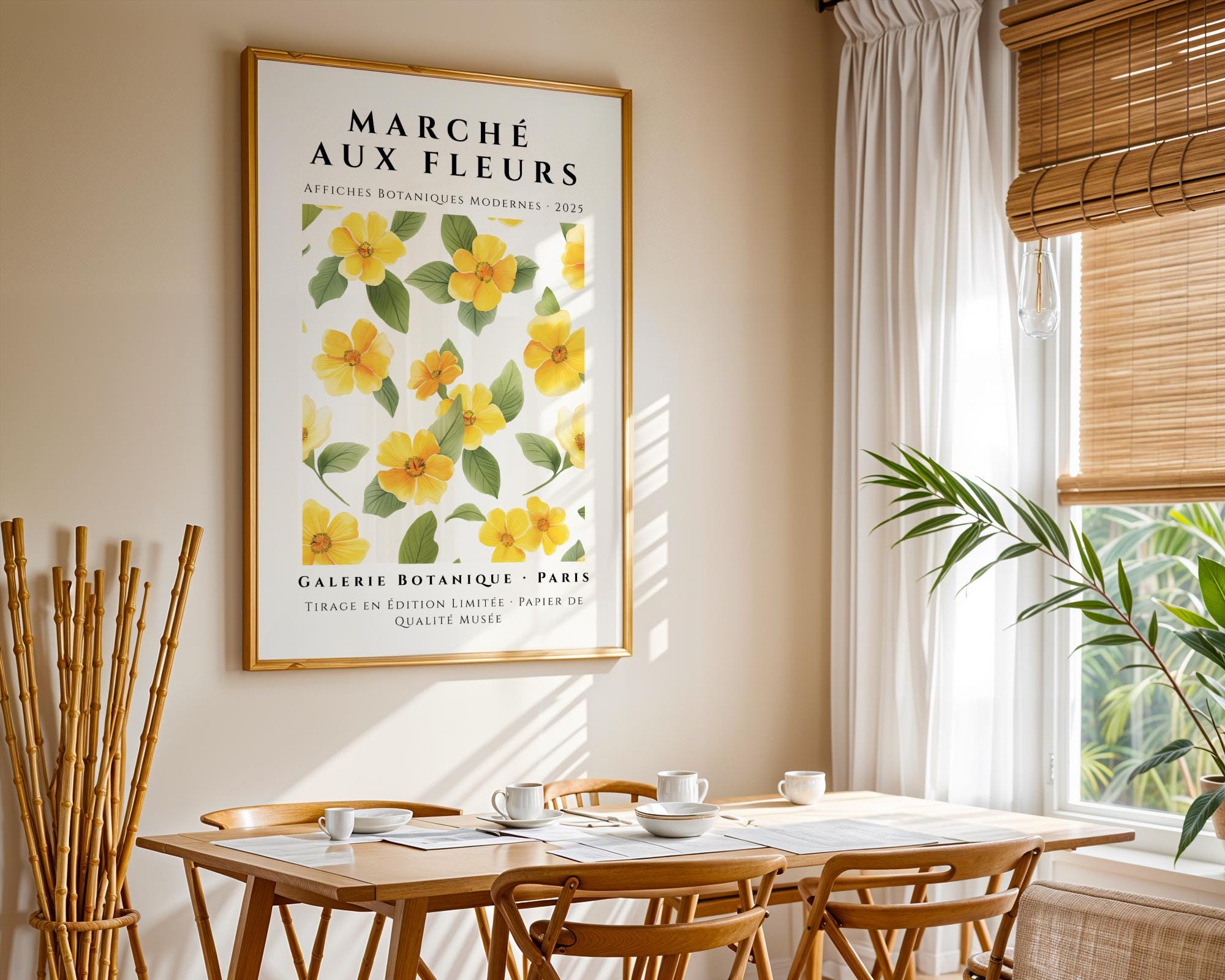 Yellow Floral Botanical Print | French Country Cottage Art wall art print, modern home decor, unframed artwork by Nomad & Nest