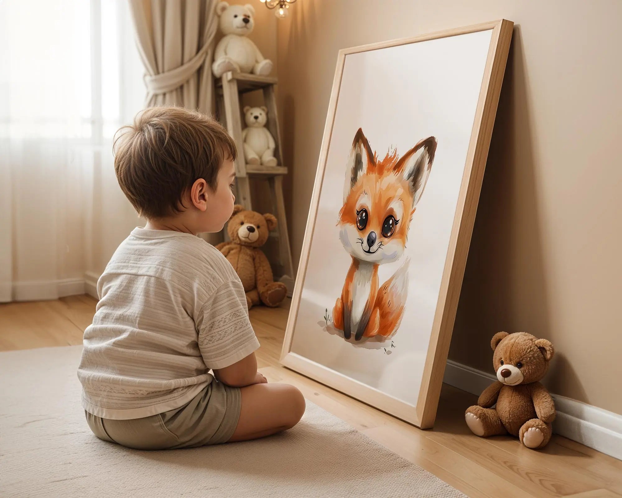 Playroom Ideas | Fox Nursery Wall Art | Watercolour Woodland Animal Print wall art print, modern home decor, unframed artwork by Nomad & Nest