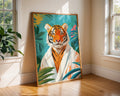 Tropical Tiger Print | Quirky Animal Robe Art wall art print, modern home decor, unframed artwork by Nomad & Nest