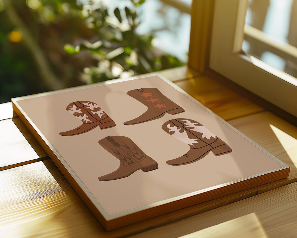 Cowboy Boots Print Set | Neutral Western Farmhouse Art wall art print, modern home decor, unframed artwork by Nomad & Nest