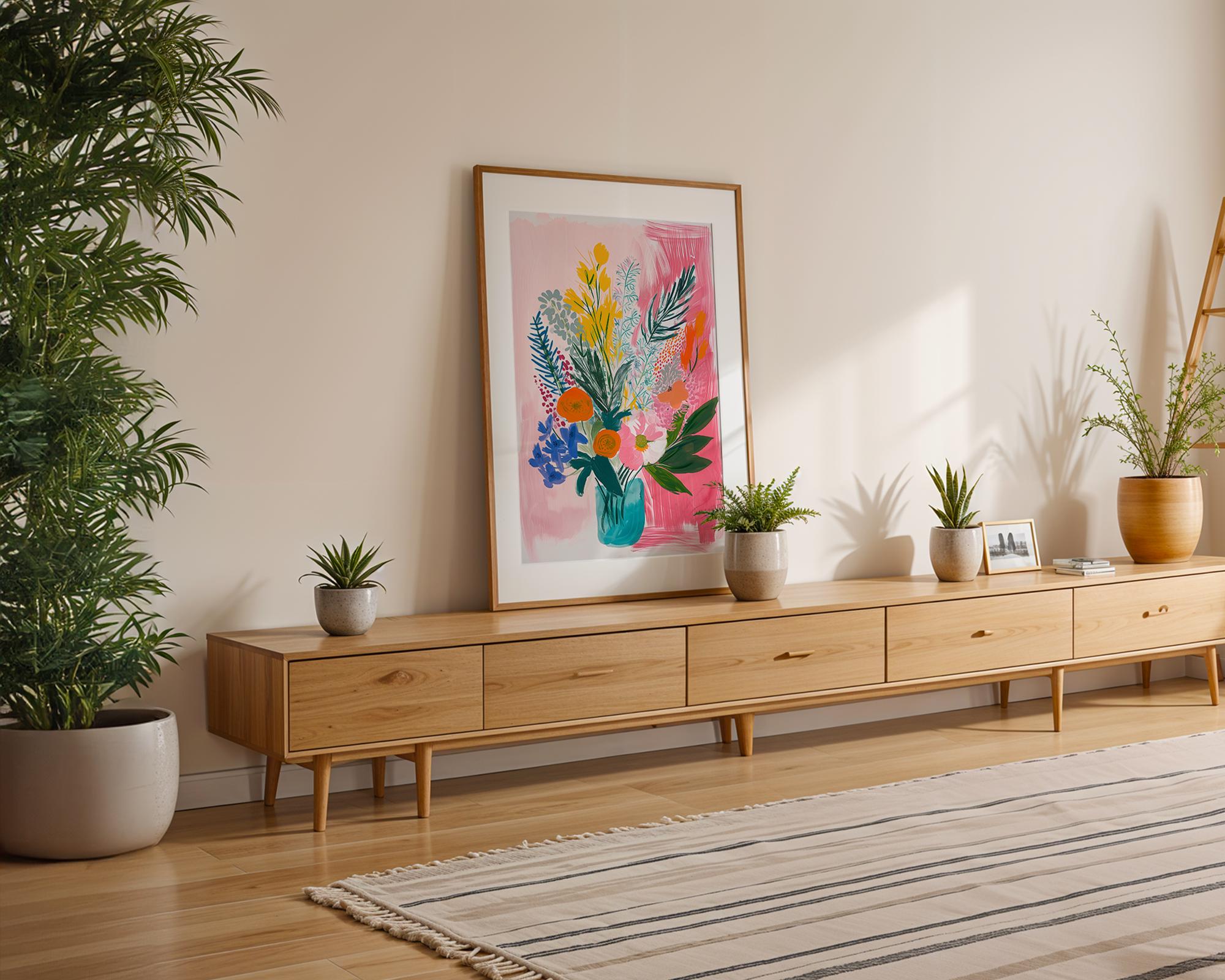 Modern Pop Art | Botanical Vase Painting | Colourful Floral Print, Modern wall art print, modern home decor, unframed artwork by Nomad & Nest