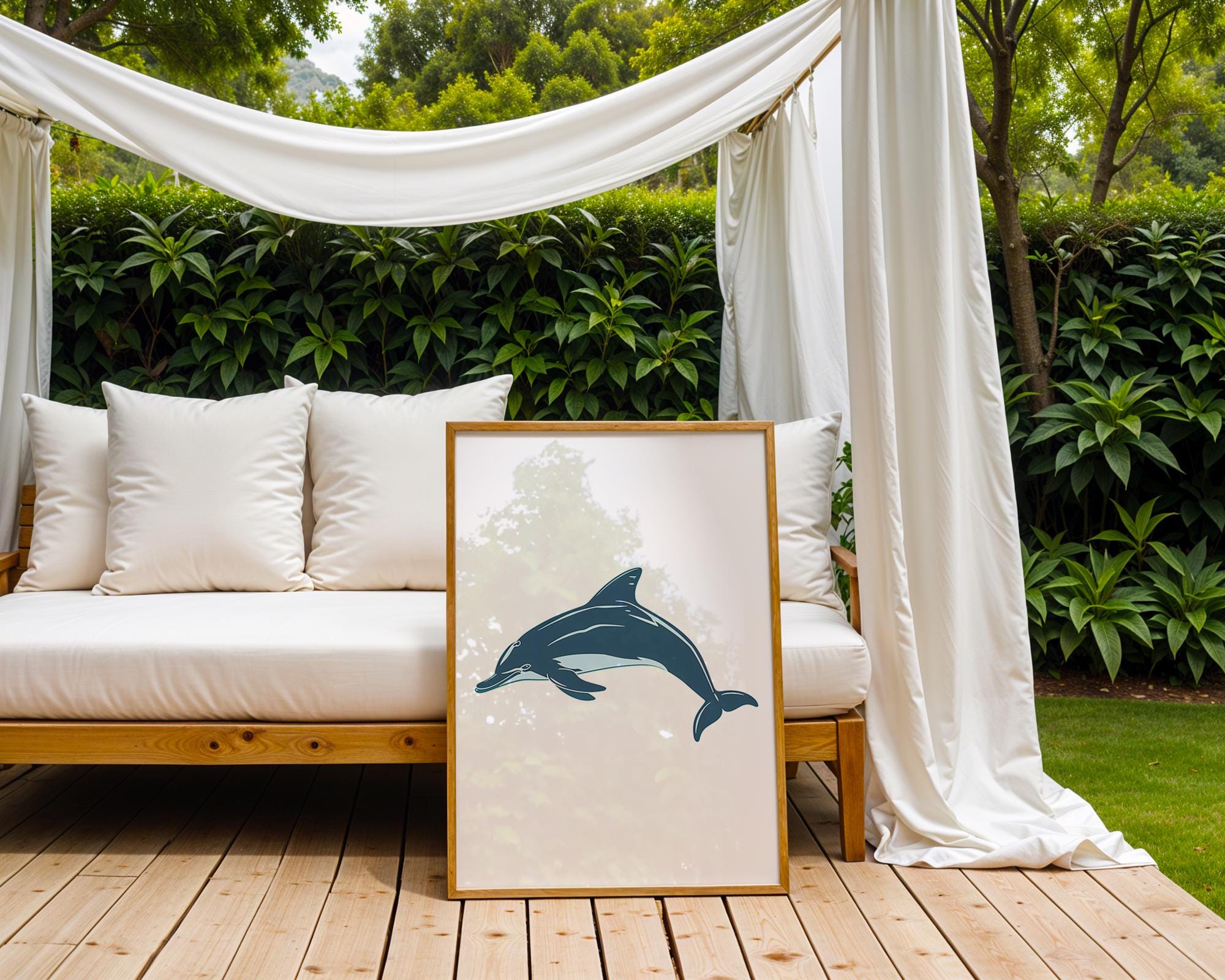 Blue Dolphin Print, Ocean Animal Illustration, Coastal Decor wall art print, modern home decor, unframed artwork by Nomad & Nest