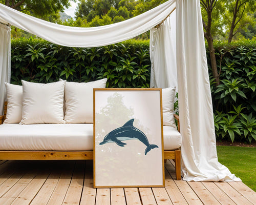 Blue Dolphin Print, Ocean Animal Illustration, Coastal Decor wall art print, modern home decor, unframed artwork by Nomad & Nest