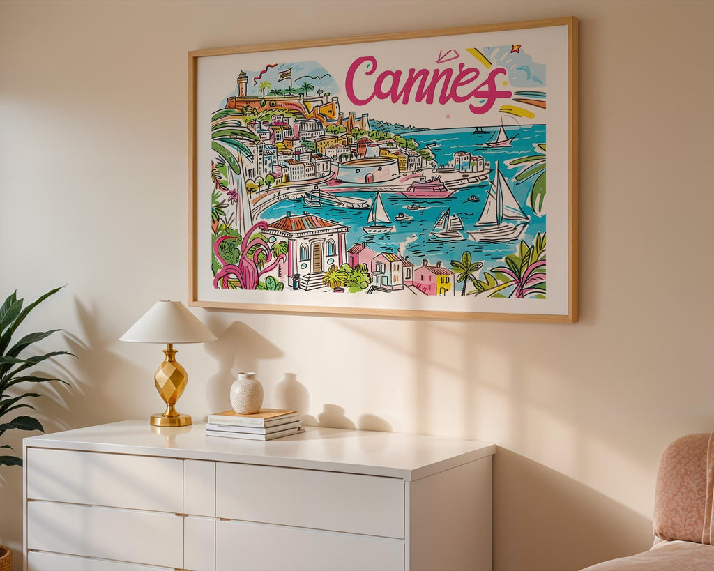 Cannes France Travel Poster | French Riviera Coastal Art Print wall art print, modern home decor, unframed artwork by Nomad & Nest
