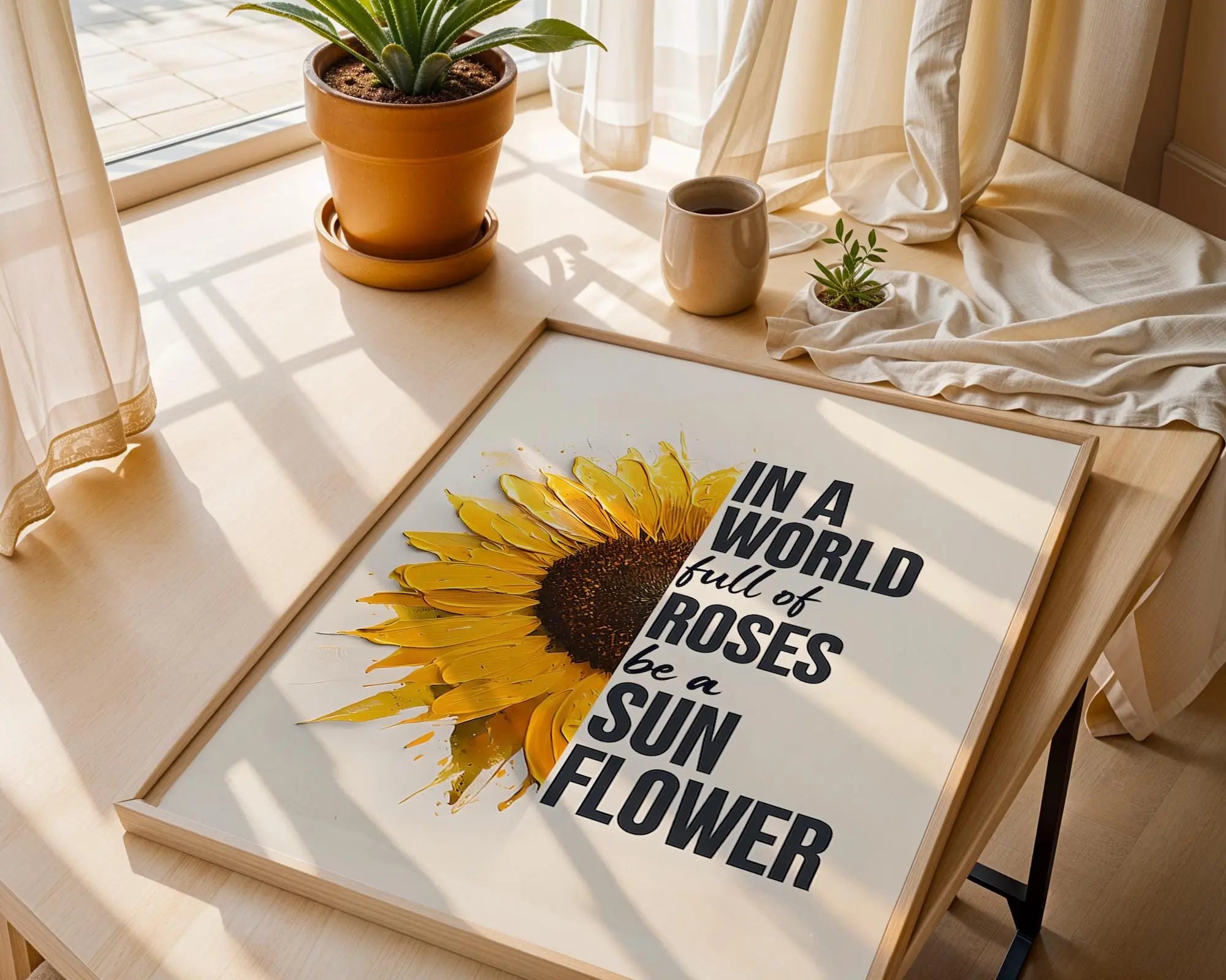 Sunflower Print | Positive Quote Floral Wall Art wall art print, modern home decor, unframed artwork by Nomad & Nest