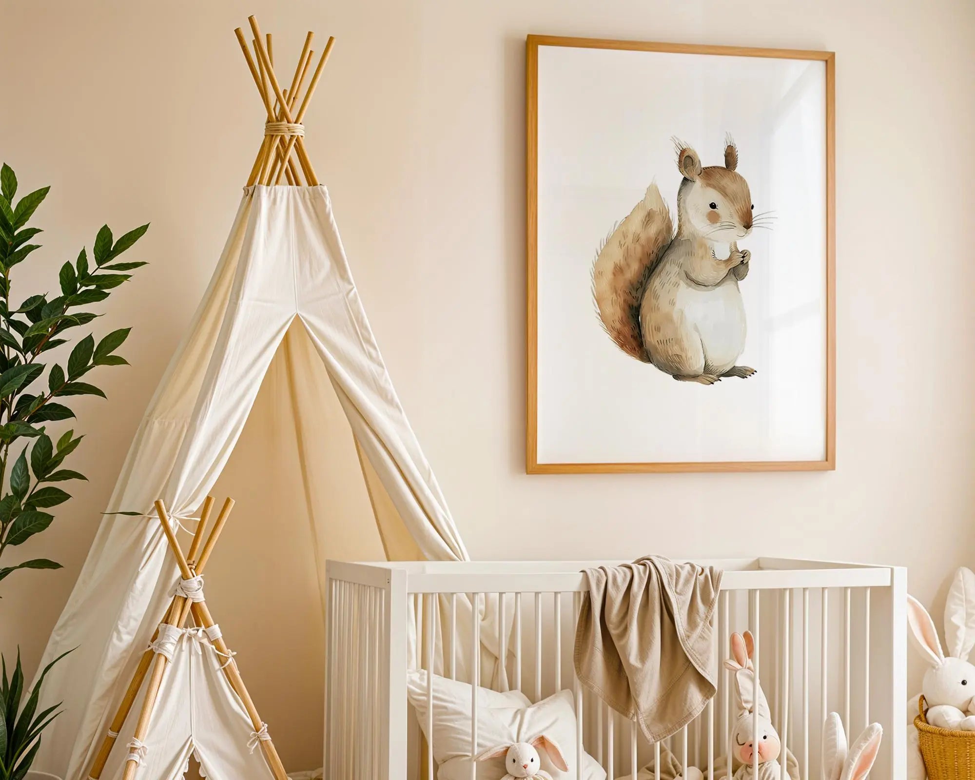 Playroom Ideas | Squirrel Nursery Wall Art | Woodland Animal Baby Illustration wall art print, modern home decor, unframed artwork by Nomad & Nest