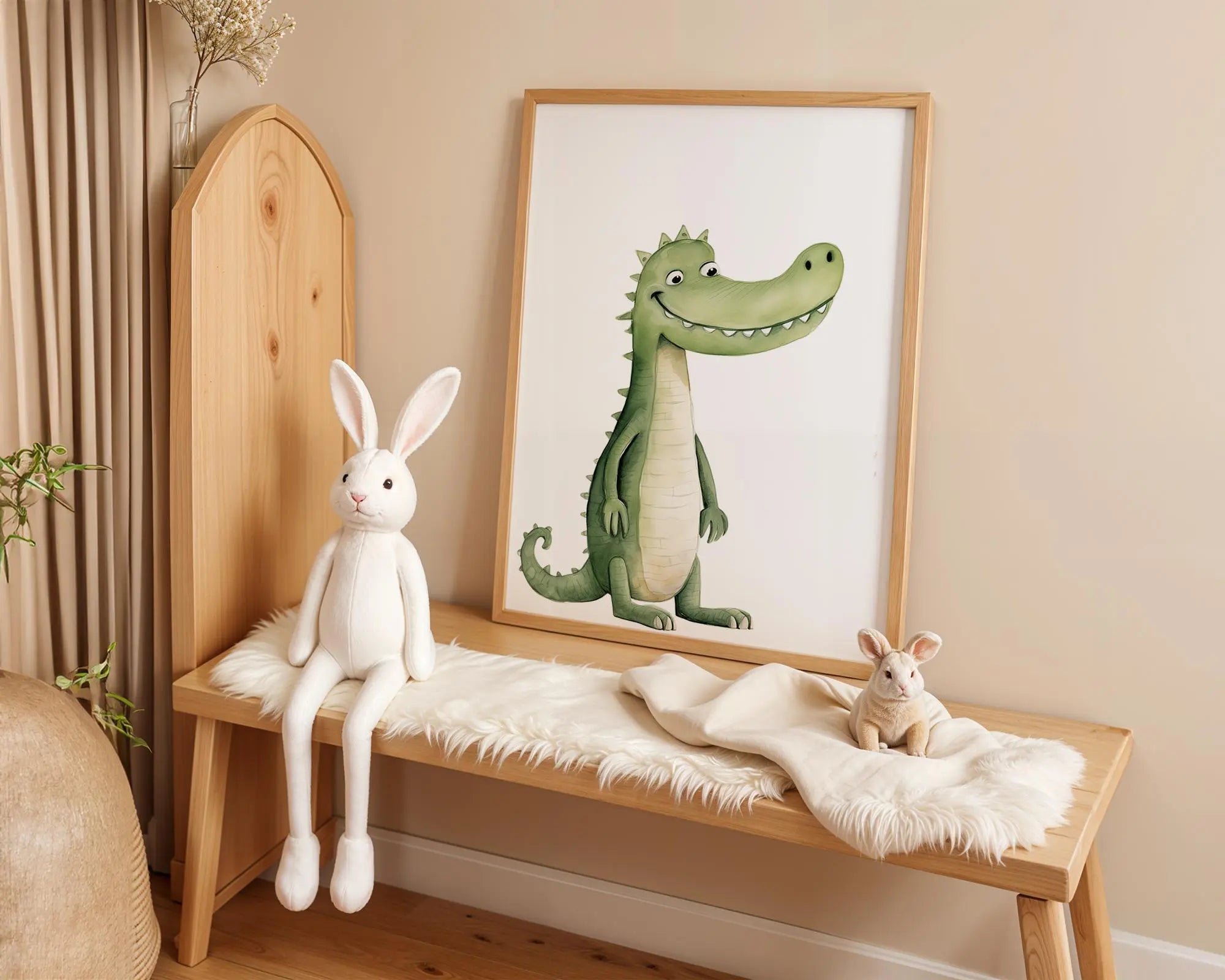 Playroom Ideas | Crocodile Nursery Wall Art | Jungle Animal Baby Illustration wall art print, modern home decor, unframed artwork by Nomad & Nest