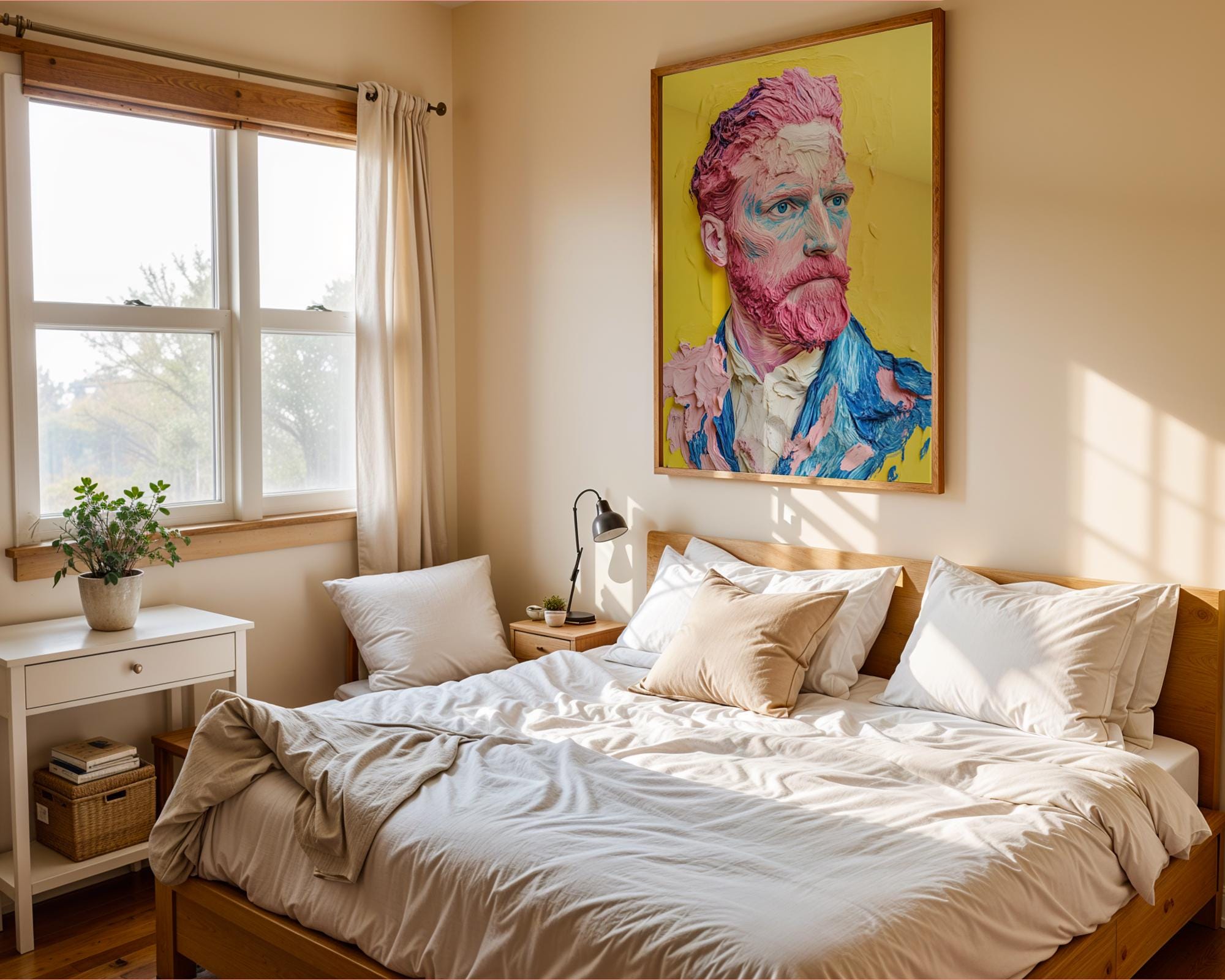 Pop Art Van Gogh Portrait | Pink & Blue Impasto Print wall art print, modern home decor, unframed artwork by Nomad & Nest
