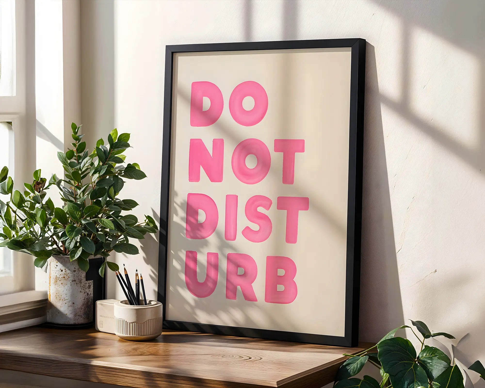 Positive Emotion | Do Not Disturb Wall Art | Bold Pink Typography | Playful Statement Decor | Modern Minimal Poster wall art print, modern home decor, unframed artwork by Nomad & Nest