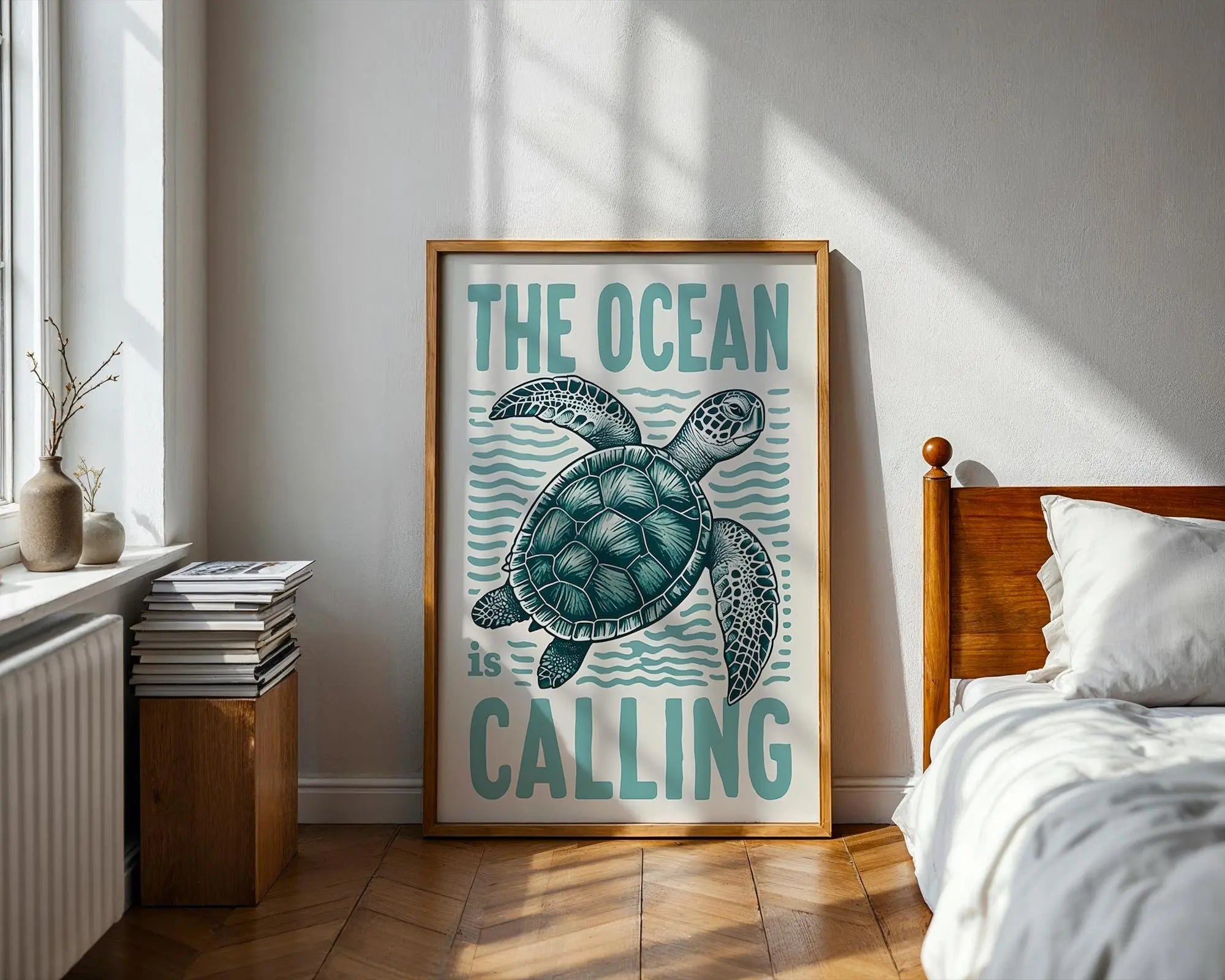 Turtle Wall Art Print | Coastal Marine Life Decor wall art print, modern home decor, unframed artwork by Nomad & Nest
