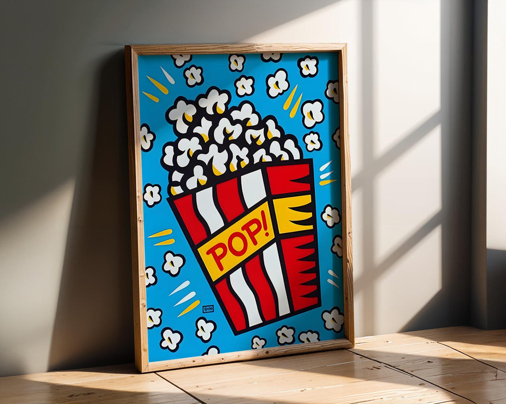 Modern Pop Art | Popcorn Print | Retro Movie Night Decor wall art print, modern home decor, unframed artwork by Nomad & Nest