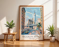 Brooklyn Bridge Art Print | NYC Travel Poster, Skyscraper Illustration wall art print, modern home decor, unframed artwork by Nomad & Nest