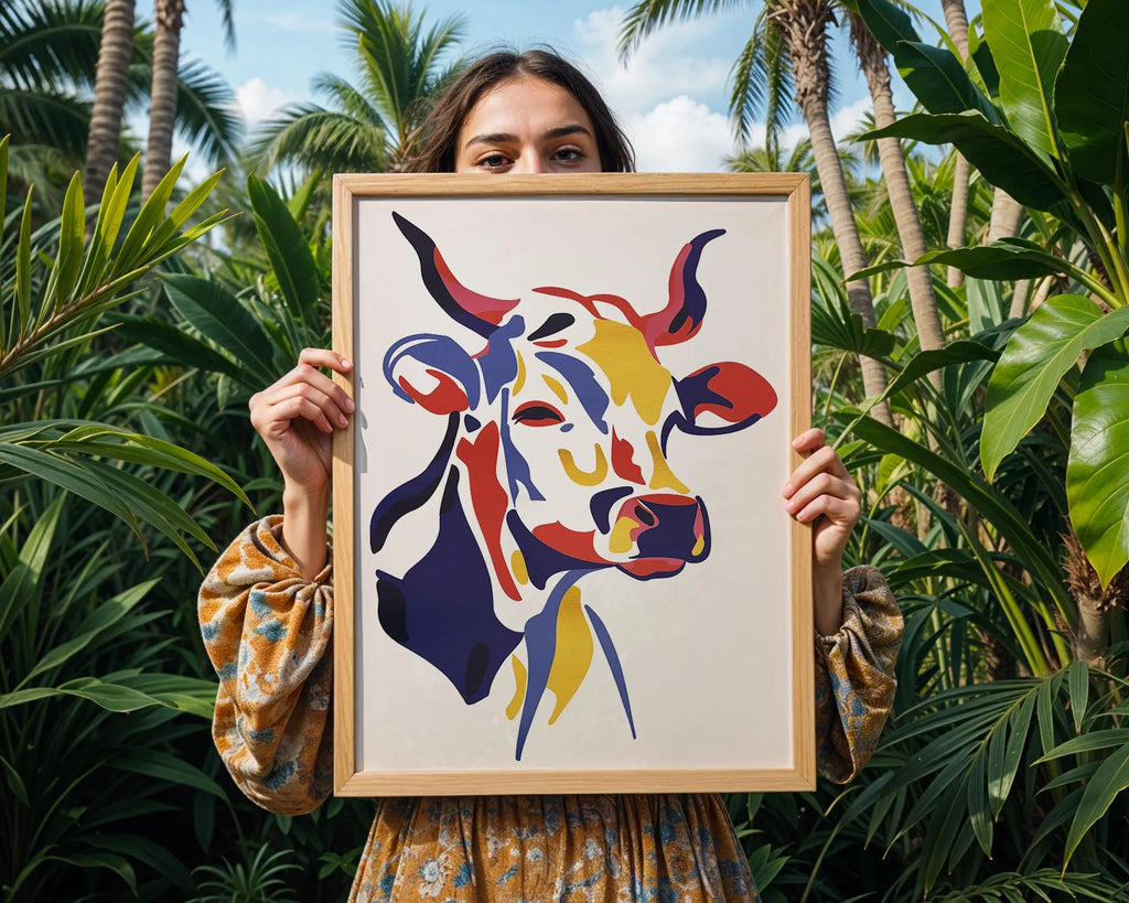 Pop Art Cow Print | Colorful Farmhouse Animal Poster wall art print, modern home decor, unframed artwork by Nomad & Nest