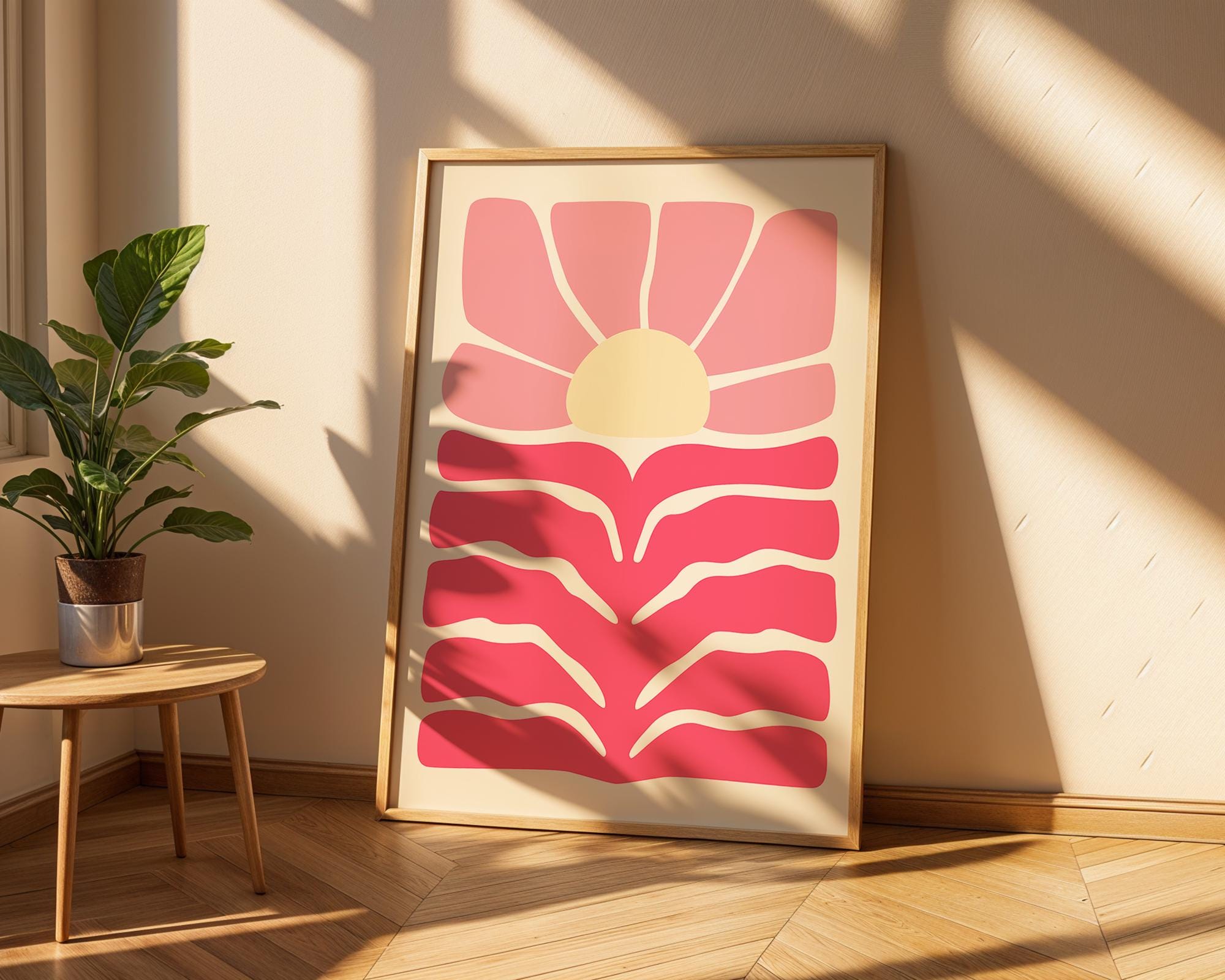 Abstract Pink Flower Print | Mid Century Modern Sunset Poster wall art print, modern home decor, unframed artwork by Nomad & Nest