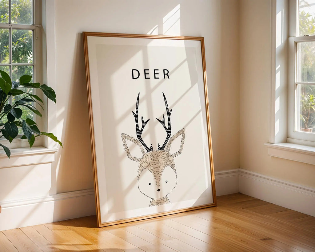 Deer Nursery Art Print | Minimalist Scandinavian Style Animal Poster wall art print, modern home decor, unframed artwork by Nomad & Nest