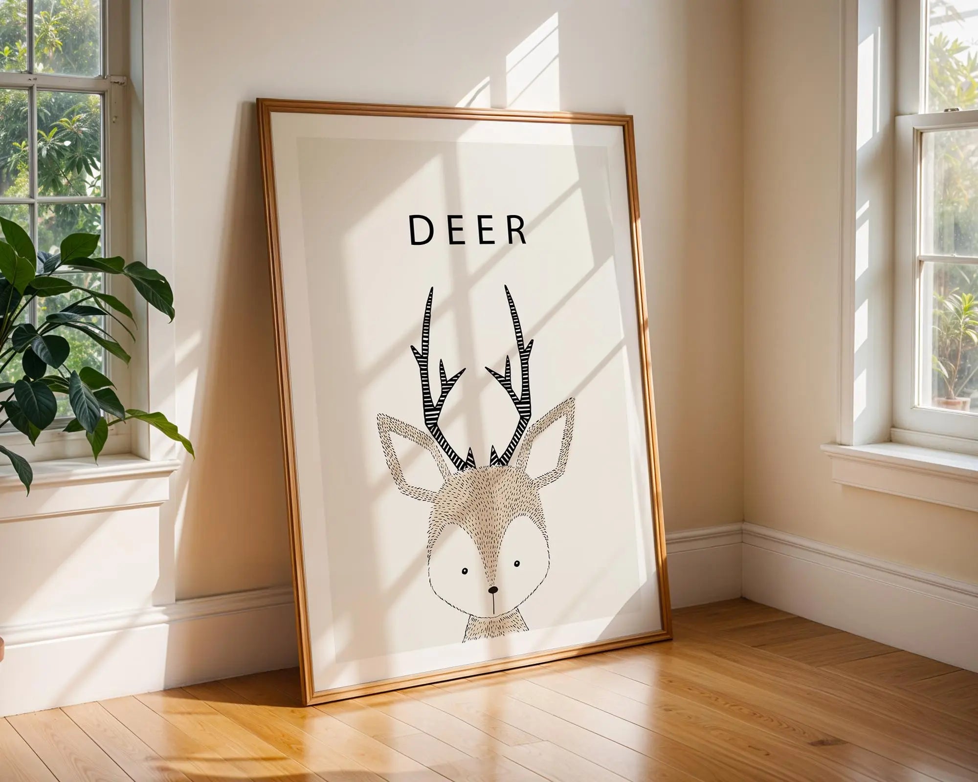 Deer Nursery Art Print | Minimalist Scandinavian Style Animal Poster wall art print, modern home decor, unframed artwork by Nomad & Nest