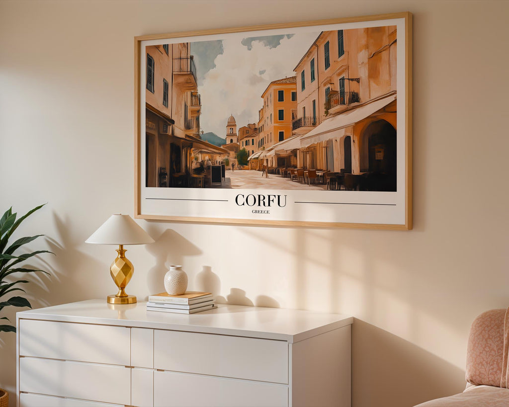Corfu Greece Travel Poster | Old Town Mediterranean Art Print wall art print, modern home decor, unframed artwork by Nomad & Nest