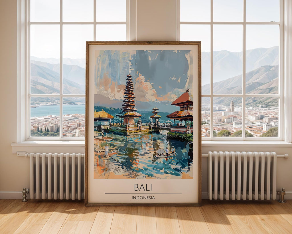 Bali Temple Art Print | Tranquil Indonesian Landscape Poster wall art print, modern home decor, unframed artwork by Nomad & Nest