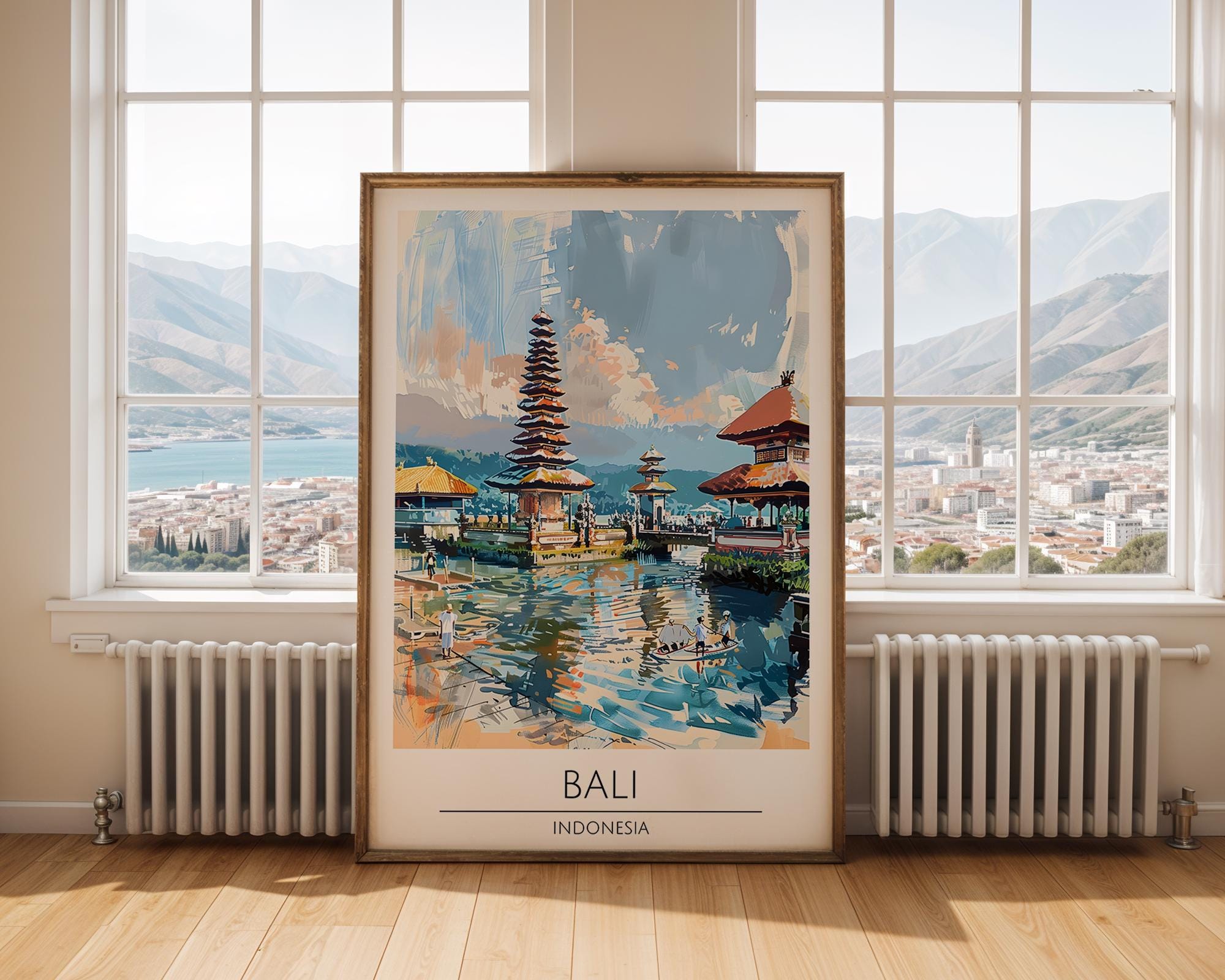 Bali Temple Art Print | Tranquil Indonesian Landscape Poster wall art print, modern home decor, unframed artwork by Nomad & Nest