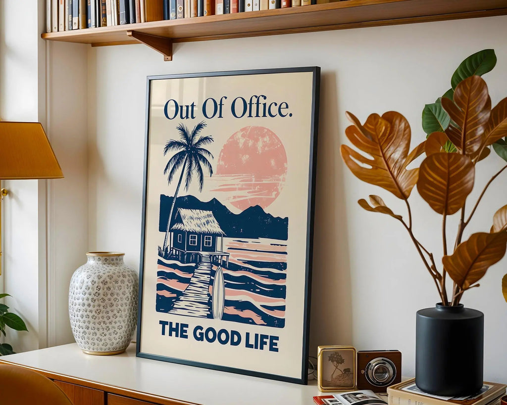 Positive Emotion | Out Of Office The Good Life Wall Art | Tropical Escape Poster | Vacation Decor wall art print, modern home decor, unframed artwork by Nomad & Nest