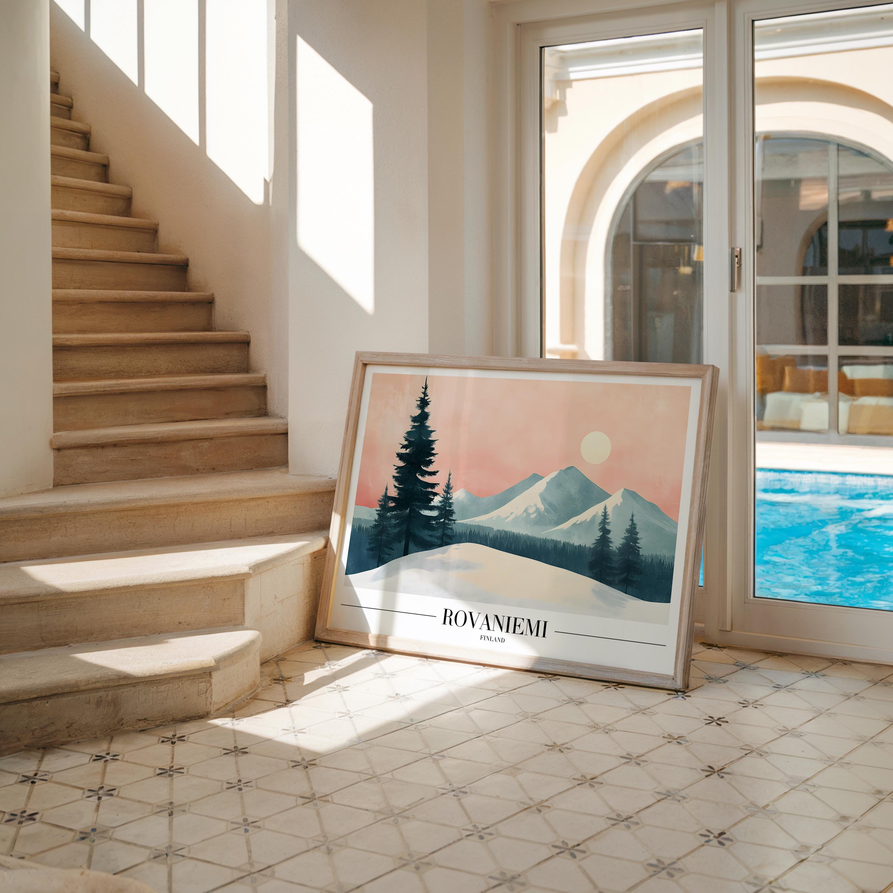 Rovaniemi Finland Travel Poster | Arctic Winter Landscape Art Print wall art print, modern home decor, unframed artwork by Nomad & Nest