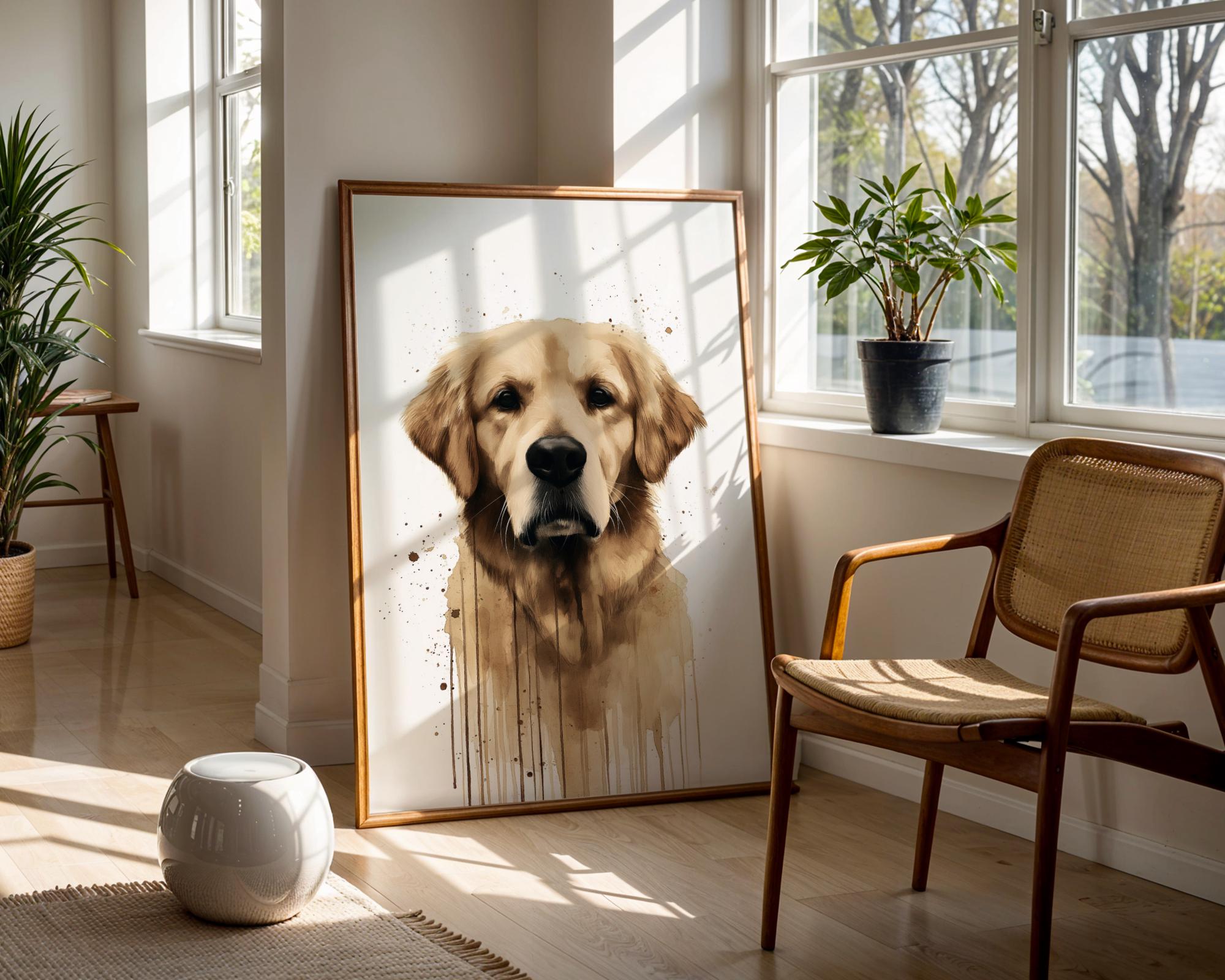 Golden Retriever Watercolour Print | Dog Portrait Wall Art wall art print, modern home decor, unframed artwork by Nomad & Nest