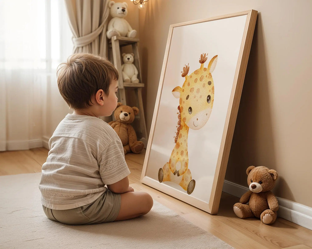Playroom Ideas | Giraffe Nursery Print | Sweet Safari Animal Wall Art wall art print, modern home decor, unframed artwork by Nomad & Nest