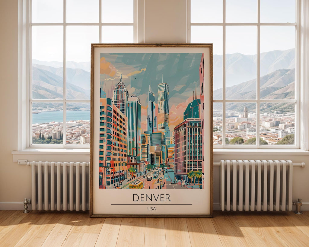 Denver Colorado Skyline Art Print | Modern USA Travel Poster wall art print, modern home decor, unframed artwork by Nomad & Nest