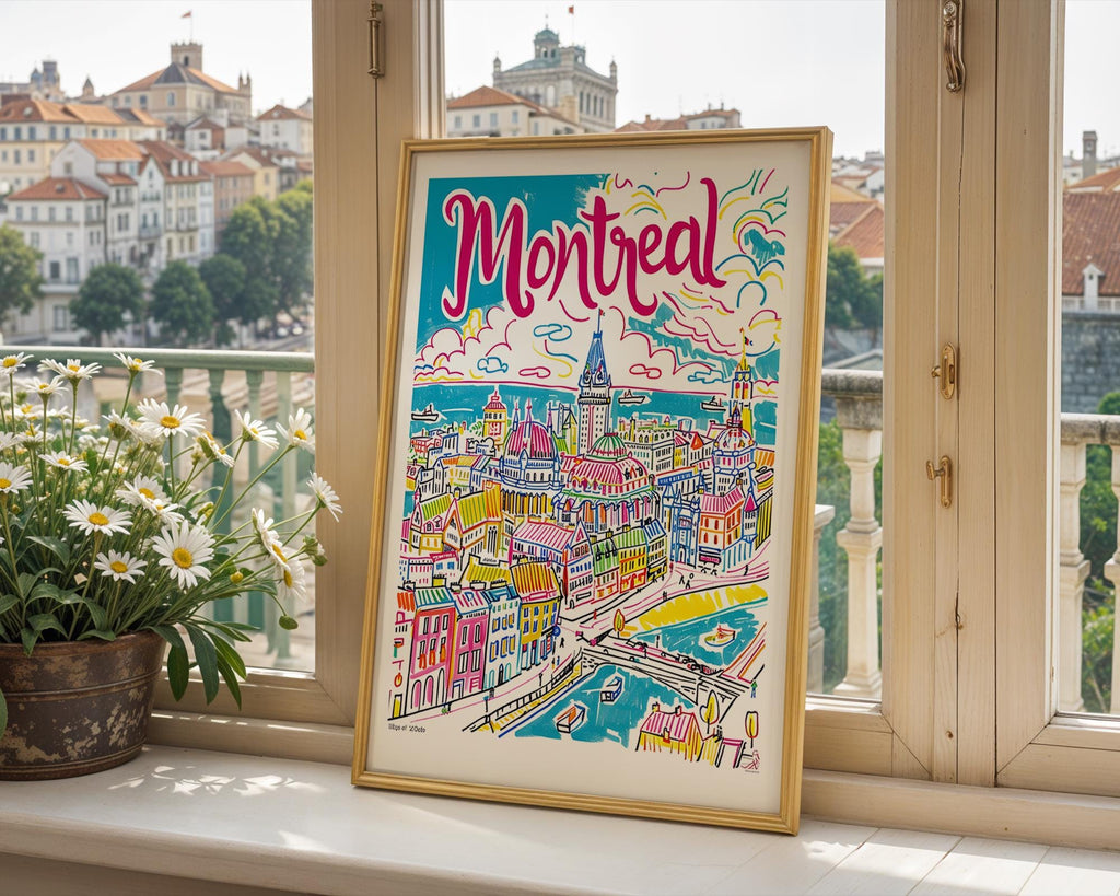 Montreal Cityscape Art Print | Colorful Canada Travel Poster wall art print, modern home decor, unframed artwork by Nomad & Nest
