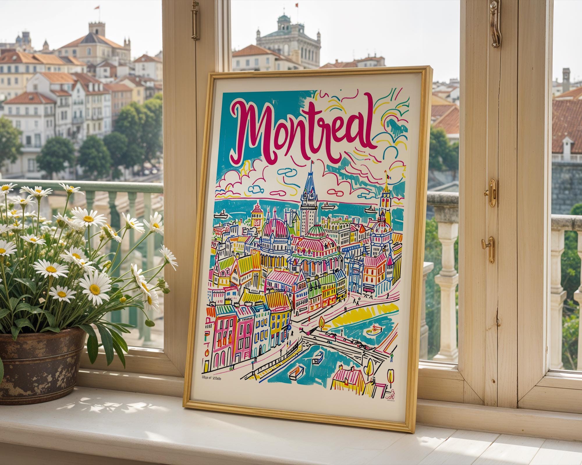 Montreal Cityscape Art Print | Colorful Canada Travel Poster wall art print, modern home decor, unframed artwork by Nomad & Nest