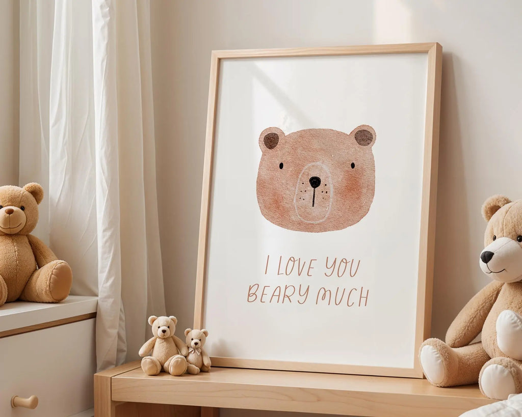 Playroom Ideas | I Love You Beary Much Nursery Print | Neutral Bear Wall Art wall art print, modern home decor, unframed artwork by Nomad & Nest