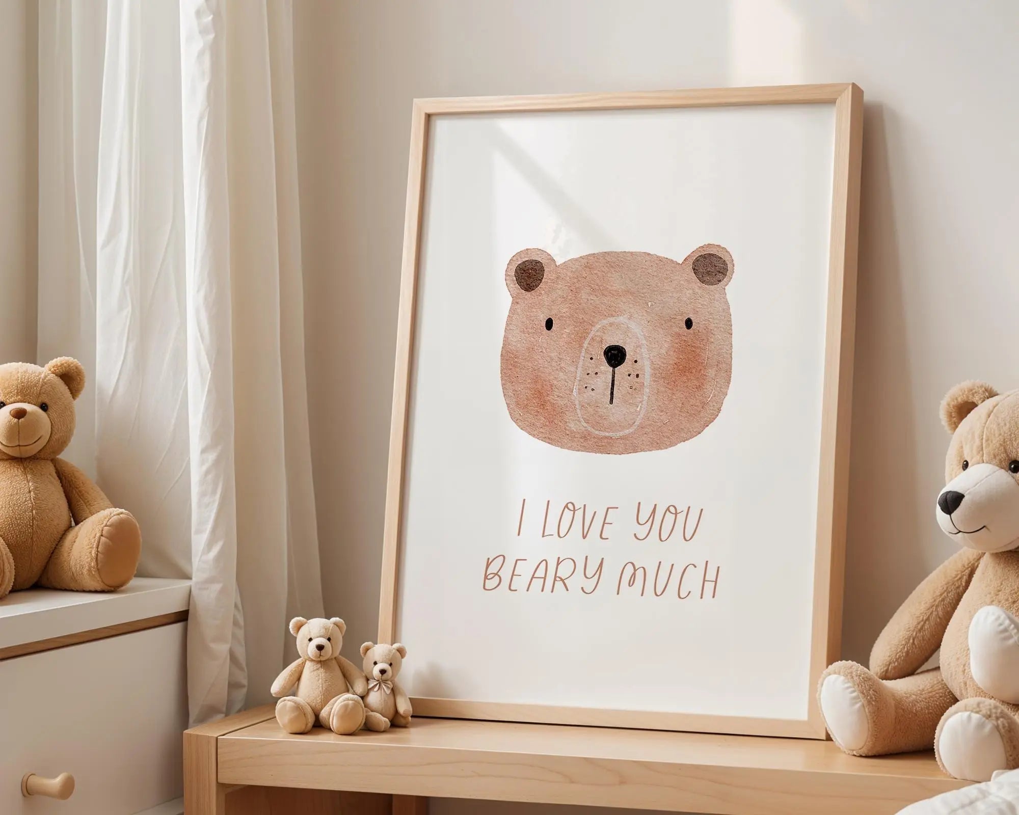 Playroom Ideas | I Love You Beary Much Nursery Print | Neutral Bear Wall Art wall art print, modern home decor, unframed artwork by Nomad & Nest