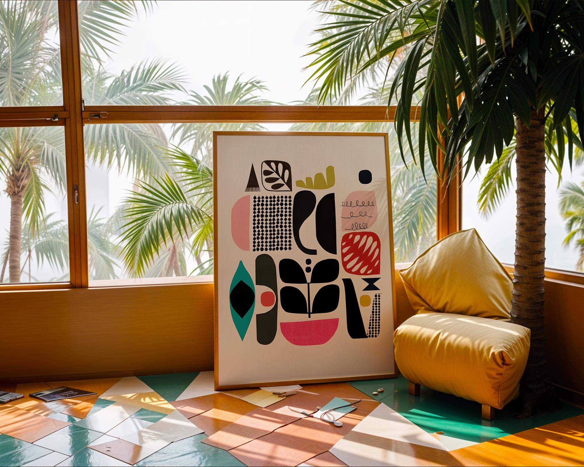 Mid-Century Modern Art Print | Colorful Abstract Geometric Shapes wall art print, modern home decor, unframed artwork by Nomad & Nest