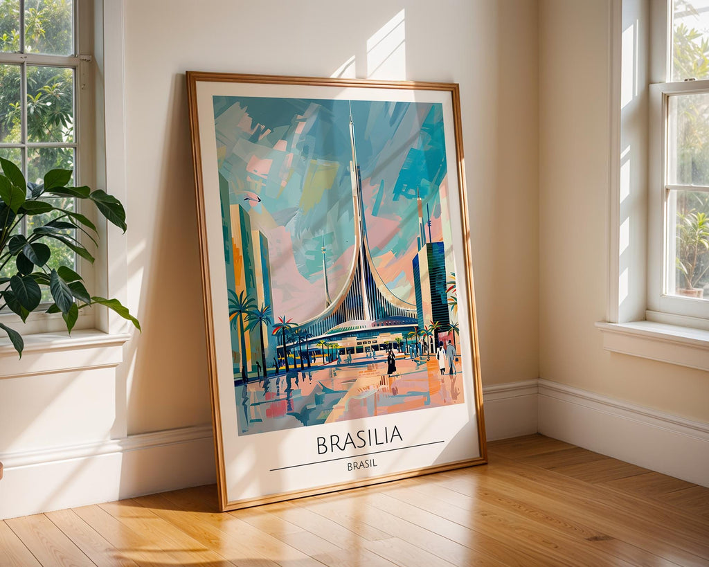 Brasilia Cathedral Art Print | Retro Brazil Travel Poster wall art print, modern home decor, unframed artwork by Nomad & Nest