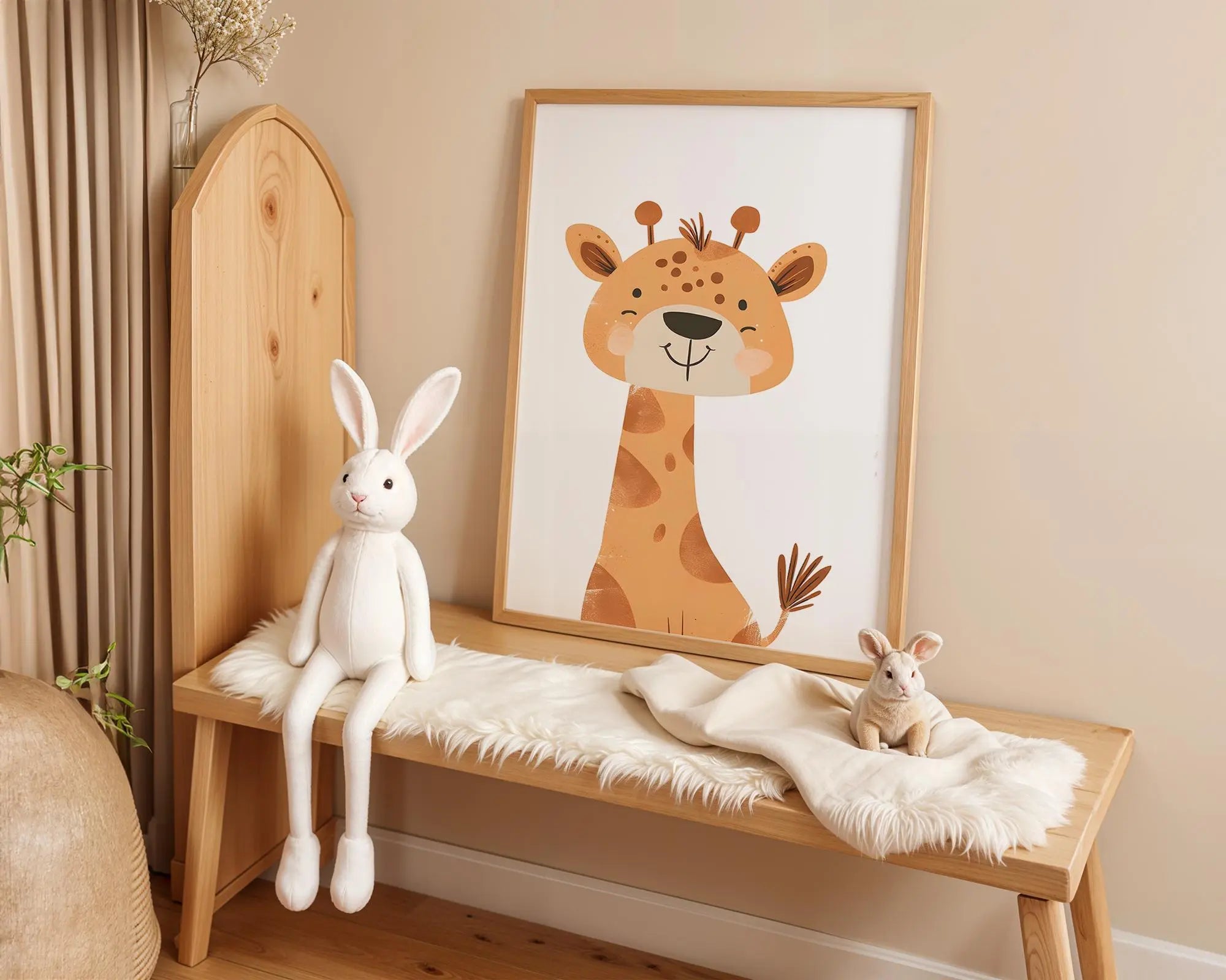 Playroom Ideas | Happy Giraffe Nursery Wall Art | Safari Animal Baby Print wall art print, modern home decor, unframed artwork by Nomad & Nest