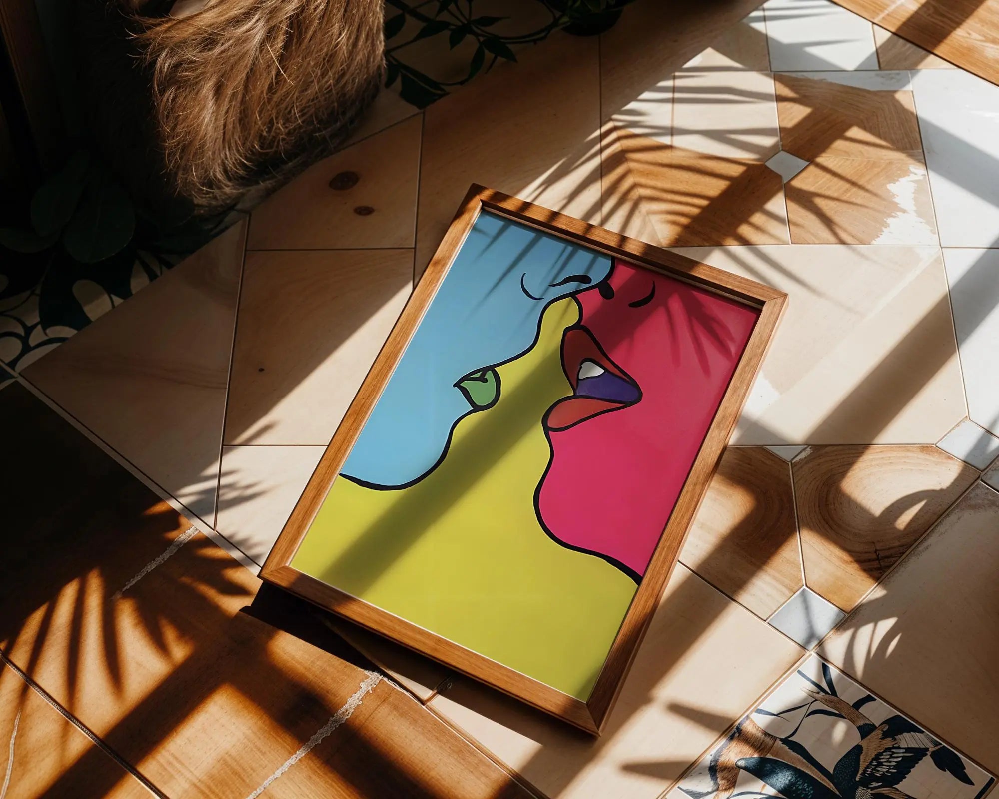 Modern Pop Art | Abstract Kiss  Print | Colorful  Poster wall art print, modern home decor, unframed artwork by Nomad & Nest