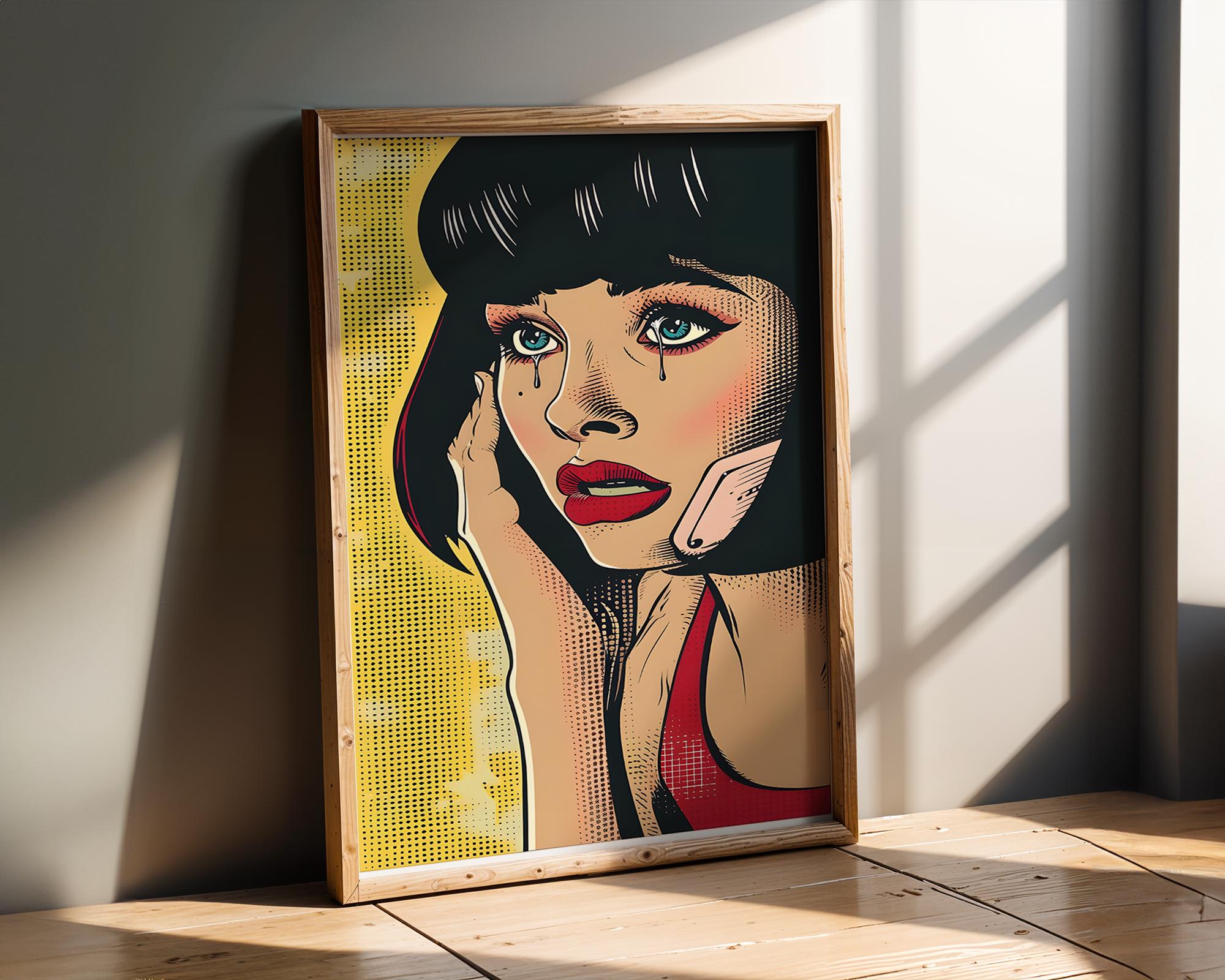 Modern Pop Art | Crying Woman Print | Vintage Comic Style Poster wall art print, modern home decor, unframed artwork by Nomad & Nest